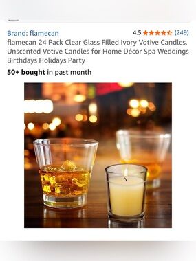 Ivory Votive Candles in Clear Glass - Single Pack of 24